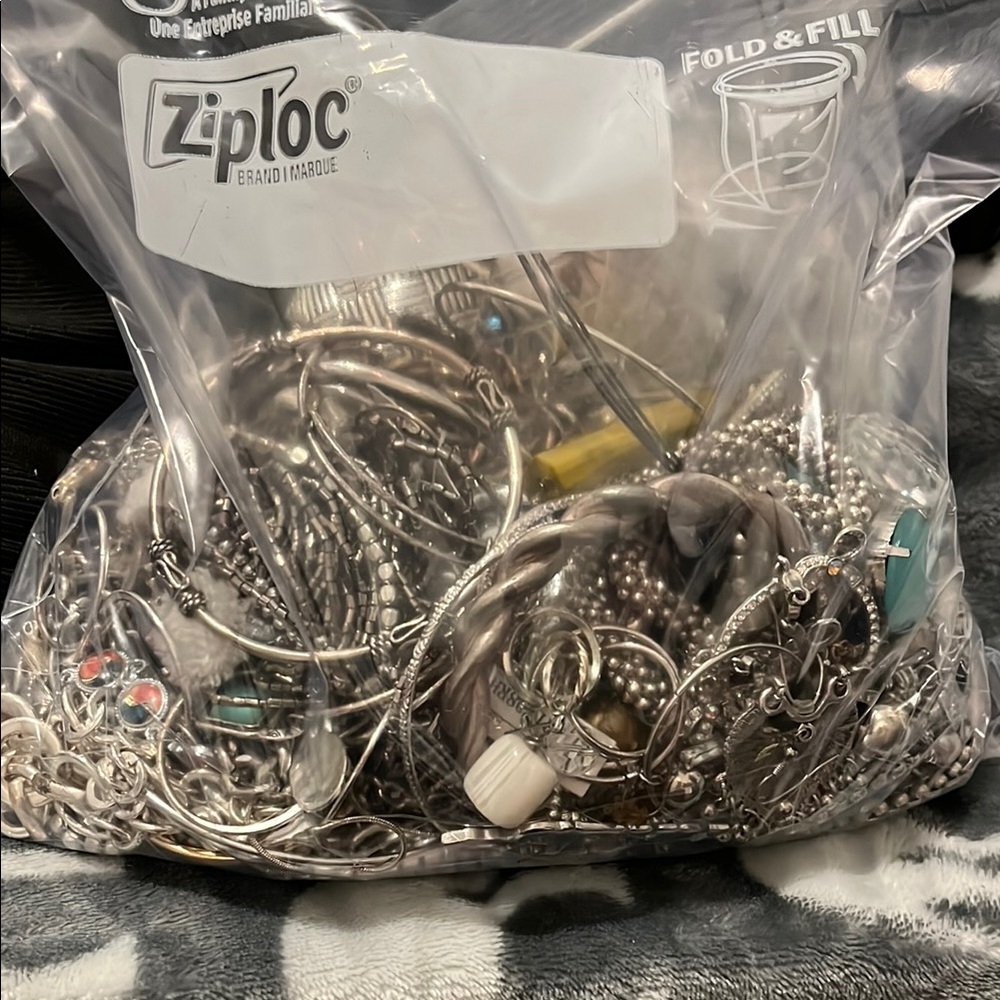 Assorted Silver Tone Jewelry mystery bag